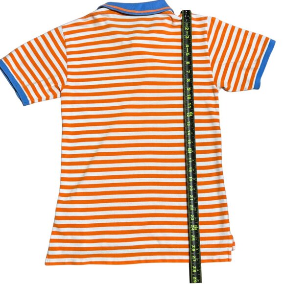 Vintage Ralph Lauren Polo Rugy Shirt Boys XL – White Orange Stripe, Blue Collar - Picture 6 of 13